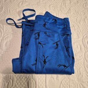 Aerie Play XS leggings, skiing bunny print royal blue & black soft comfy GUC